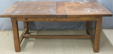 Pitch pine or similar extending table with extra leaf, max L230 min 180 x W95 xH75cm