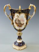 Coalport pedestal tyg hand decorated with three scenes of Maworth Castle, Ruins of the Agora, Athens