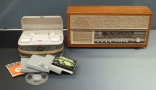 Civic R4900 valve radio and a Grundig  reel to reel tape machine with spare spools