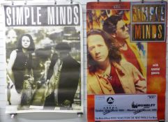 Two large Simple Minds posters, largest 130 x 100cm