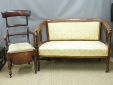 Edwardian inlaid sofa and a 19th century armchair