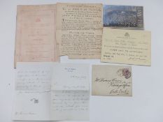 Small group of ephemera relating to Cardiff, including invitation and presentation programme to