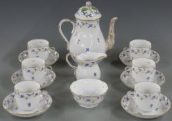 Herend porcelain coffee service decorated in the Cornflower pattern, marked to base PBG