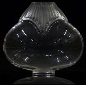 Lalique Come clear and frosted glass vase, signed Lalique France to base, 27cm tall, 30cm wide, with