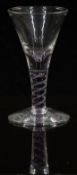 Mike Hunter Twists Glass clear drinking glass with white twist surrounding red and blue twist core