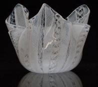 Fulvio Bianconi for Venini glass handkerchief vase with opaque latticino decoration signed to