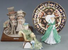 Florence, G Armani signed wedding figural group, Royal Crown Derby Imari plate, Royal Doulton