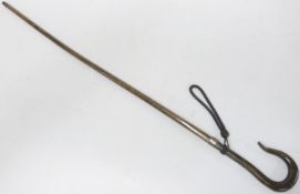 A hallmarked silver mounted and horn lady's cane with crook-shaped handle, length 84cm
