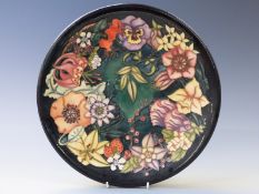 Moorcroft signed limited edition Rachel Bishop charger decorated with flowers, signed, numbered