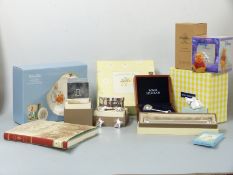 A collection of baby/ christening items mostly boxed