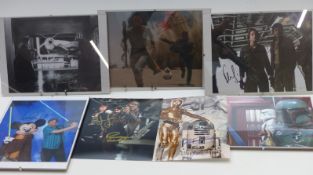 Seven Star Wars signed photographs including Jeremy Bulloch, Dave Prowse, Anthony Daniels, Kenny