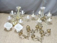 Two chandeliers and two wall mounted light fittings