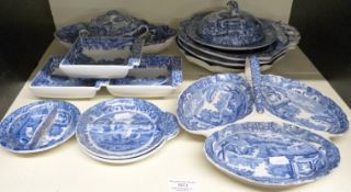 Spode Italian pattern collection of dishes and bowls including more unusual segmented, shaped,