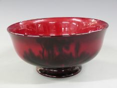 Royal Doulton flambé pedestal bowl, height 9.5cm, diameter 19cm