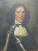 Oil on board of a Cavalier, unsigned, in 19thC gilt frame, 44.5 x 35cm