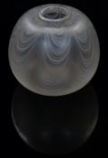 Sanders Wallace white trailed iridescent glass vase, signed and dated 85 to base, 7cm tall.