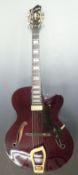 Hagstrom HL 550 semi acoustic electric guitar in deep mahogany gloss finish, serial number