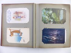 Edwardian postcard album to include humorous, WW1, London, Mcgill, Mabel Lucie Attwell and  Scottish