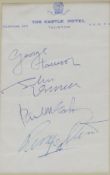 A full set of  Beatles autographs comprising Paul McCartney, John Lennon, Ringo Starr and George