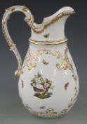 Herend porcelain pedestal pitcher decorated in the Rothschild pattern