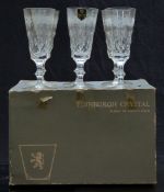 A set of six Edinburgh Crystal Lochnagar L436 etched and cut wine glasses in original box, each 16cm