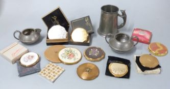 Pewter ware, Stratton compacts etc