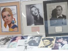 A selection of signed photographs, autographs to include Stanley Baker, Doris Day, Sophia Loren,