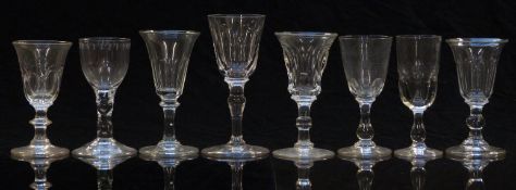 Eight 19thC and later clear drinking glasses, some with cut and engraved decoration, largest 13.