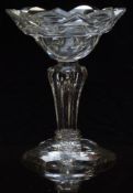 Georgian clear cut glass pedestal bonbon or sweetmeat dish, 13.5cm tall.