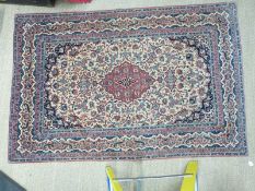 Handmade red, blue and white Eastern rug, 217x150cm