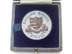 Marling School, Stroud 1928 sports medallion in case