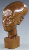 Bronze African head with impressed mark verso possibly 'Angolan Edition', H24cm