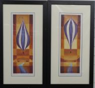 Adam Barsby pair of signed ballooning prints High Mead I and II, each 65 x 24cm