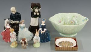 Royal Doulton and Beswick figures, Spode plate, Scotia, Isle of Lewis figures etc