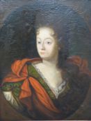 18th/19thC oil on canvas head and shoulders portrait with script verso Maria Christina Hammanfeldt