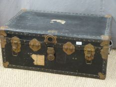 Vintage Victor Wardrobe Luggage metal bound trunk, W82cm