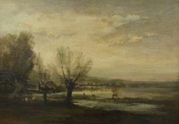 Philip Padwick (1876-1958) oil on board landscape with lake, signed lower left, 35 x 49cm