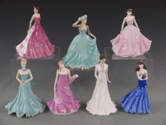 Seven Coalport figures to include Classic Elegance Hilary, Happy Anniversary, Katie and Olivia,