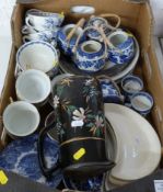 Blue and white and decorative ceramics including Copeland Spode, George Jones, Ridgeway, Minton,