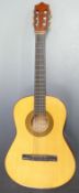 Herald acoustic guitar fitted with nylon strings, model MG104M by JHS to label, ideal beginner's