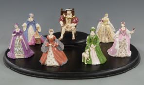 Coalport Henry VIII and his wives figures, limited edition 296/500, with plinth and certificate