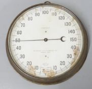 An industrial / factory circular brass thermometer by Standard Thermometer Co, Peabody,