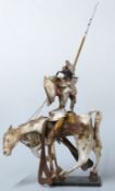 Papier mache figure on horseback Don Quixote, height 64cm