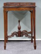 Galleried hardwood side table, W49 x H69cm