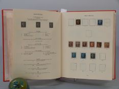 A red Stanley Gibbons Windsor Great Britain album 1840-1951. Includes 1840 1d black and 2d blue -