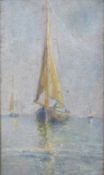 French Impressionist style oil on board sailing boats, in gilt frame, 19 x 11cm