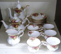 Royal Albert Old Country Roses tea ware including tea and coffee pots, 22 pieces
