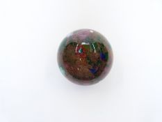 Peter Holmes for Selkirk Glass paperweight with various flowers and a green and white cane, signed