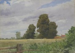 H.G.Theaker RBA (1873-1954) watercolour 'Gloucestershire Farm', 24 x 34cm