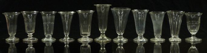 Eleven 19thC and later clear ale glasses most with cut decoration, some with knopped stems,